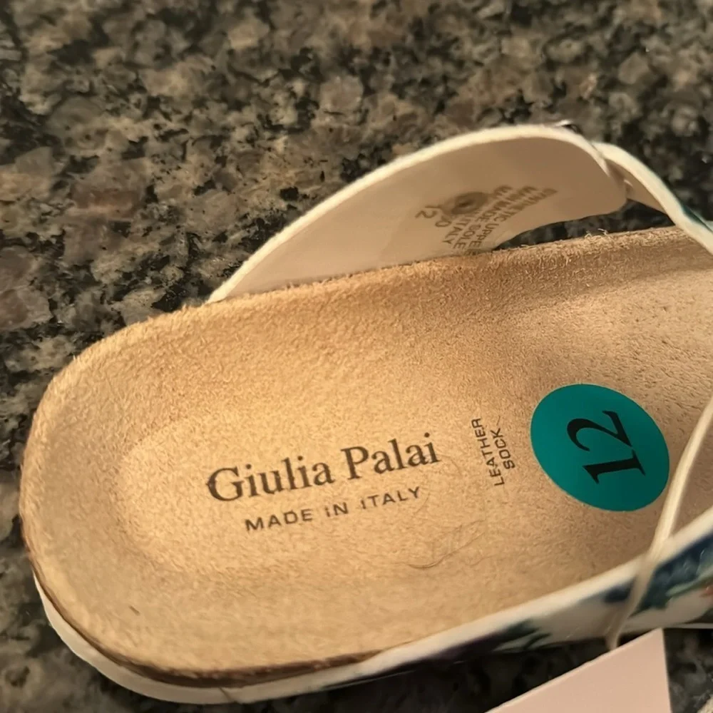 Giulia Palai floral thong flip flop leather molded bed sandal 12 girls NIB